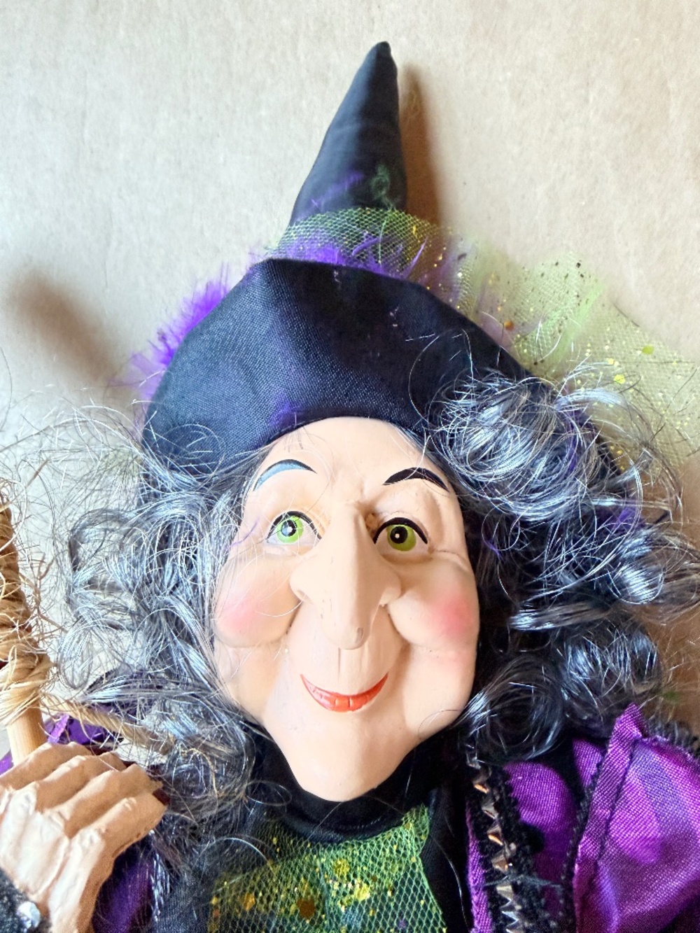HALLOWEEN Decor Sitting WICKET WITCH 30 inc. TALL New SHIP FREE Purple Black
